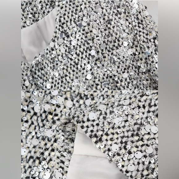 Silver Sequin tweed Women's Jacket - Picture 4 of 6